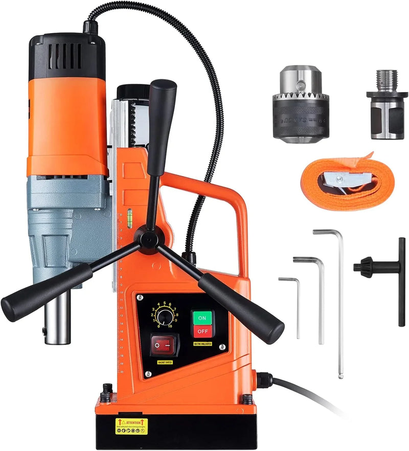 Mag Drill Press, 1550W 2" Boring Diameter, 2922lbf Power Magnetic Drill, 500 PRM, 10-Speed, Electric Drilling Machine for Metal Surface, Industrial and Home Improvement N2