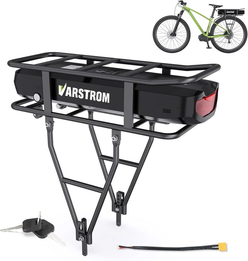 Ebike Battery 48V 17.5AH Lithium ion Rear Rack Battery for BAFANG/Voilamart/PEXMOR/AW 48V200W-1000W Ebike Kit,48V E Bike Batteries with Luggage Rack,Taillight,30A BMS,3A Fast Charger & Safety Lock Q2