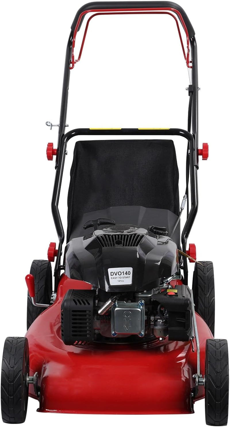 Self-propelled lawn mower, 141cc four-stroke gasoline engine, lawn mower with 20-inch blades, rear-wheel drive, push-type lawn mower, equipped with a 50-liter hay storage tank, rear wheel diameter 10 inches, rotational speed 2850 revolutions per minu J2