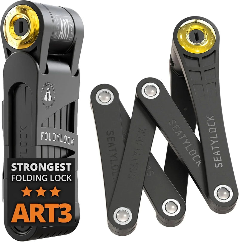 Jiu-style folding bicycle lock set - Patent technology, consisting of two sets of perfectly matching bicycle locks, each set equipped with 6 identical keys - 18/18 level heavy-duty anti-theft security protection device, with key and shell fixation de E9