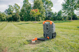 28-gallon portable camping vehicle/rv travel tank | Equipped with 2 controllable non-flat-front wheels and built-in valve | Includes detachable 24-inch tow bar, 3-foot sewage hose and other RV accessories