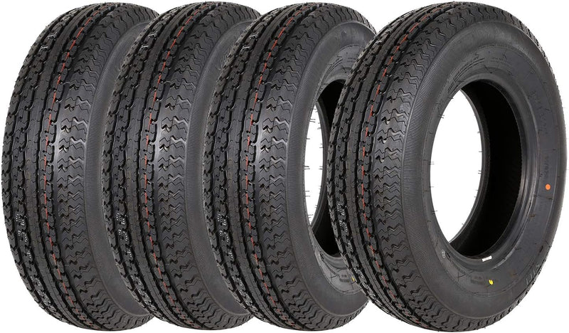 Set of 4 ST225/75R15 Radial Trailer Tire, ST225-75R15 ST 225/75R15, 10 Ply Load Range E, 117N H0