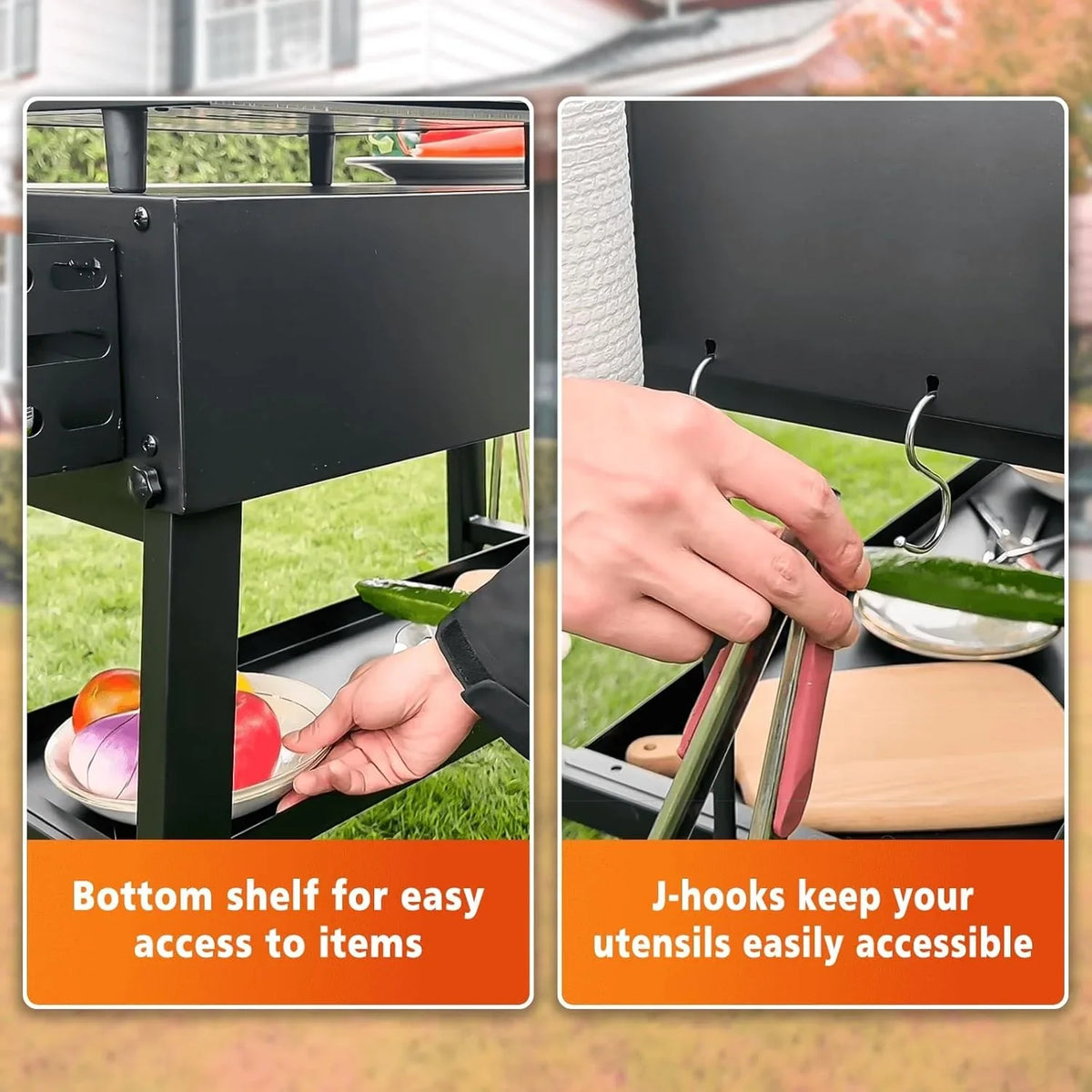 Foldable barbecue table cart, black stone portable frying pan, Weber, Onni pizza oven - Portable outdoor barbecue preparation table, equipped with a bag, very suitable for camping and tailgate events.
