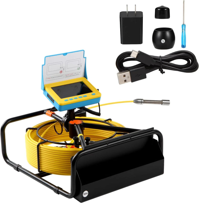 Sewer Camera, 4.3" Pipe Drain Inspection Camera with DVR Function & Snake Cable, Waterproof IP68 Borescope w/LED Lights (131.2ft/40M) J4