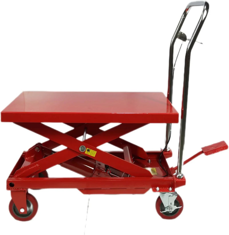 500LBS Hydraulic Lift Table Cart, 30" Lifting Height., Double Scissor Lift Table with 4 Wheels and Non-Slip Pad, Hydraulic Scissor Lift Table for Material Handling and Transportation A8