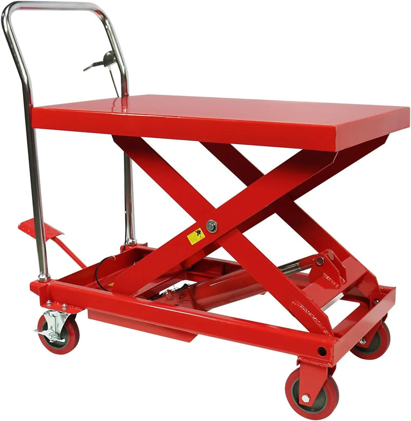 Hydraulic Lift Table Cart – 31" Lift Height, Double Scissor Design with 4 Wheels & Non-Slip Pad for Material Handling X6