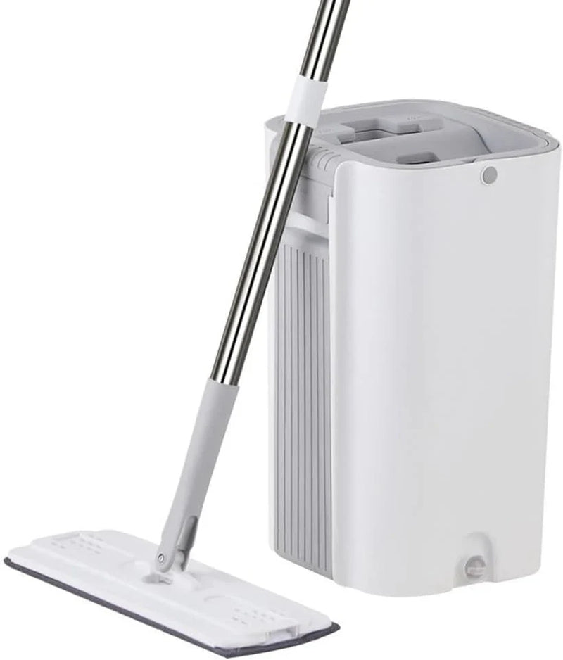 A handless flat mop set, suitable for household cleaning, with a mop bucket that can be used for both dry and wet cleaning. L0