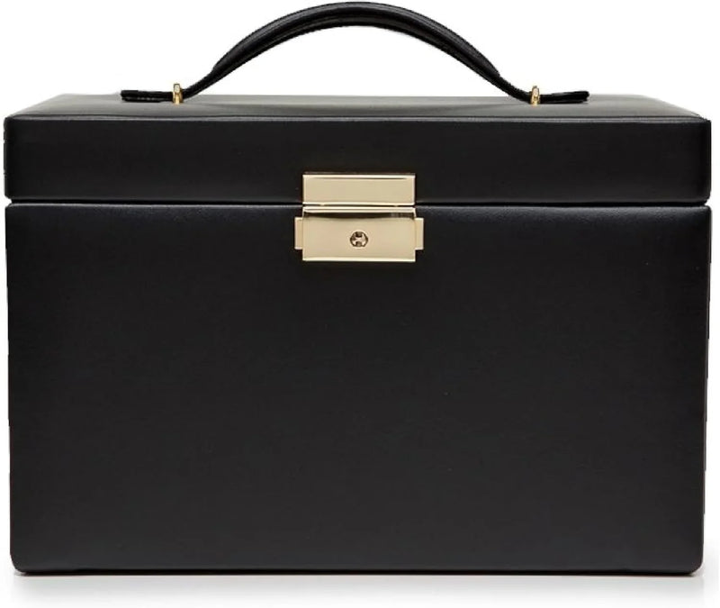 Medium-sized jewelry box, made of tin - 28 compartments, 10 spaces for storing rings, 20 slots for ear piercings 10 compartments for storing necklaces - Includes a handbag V1