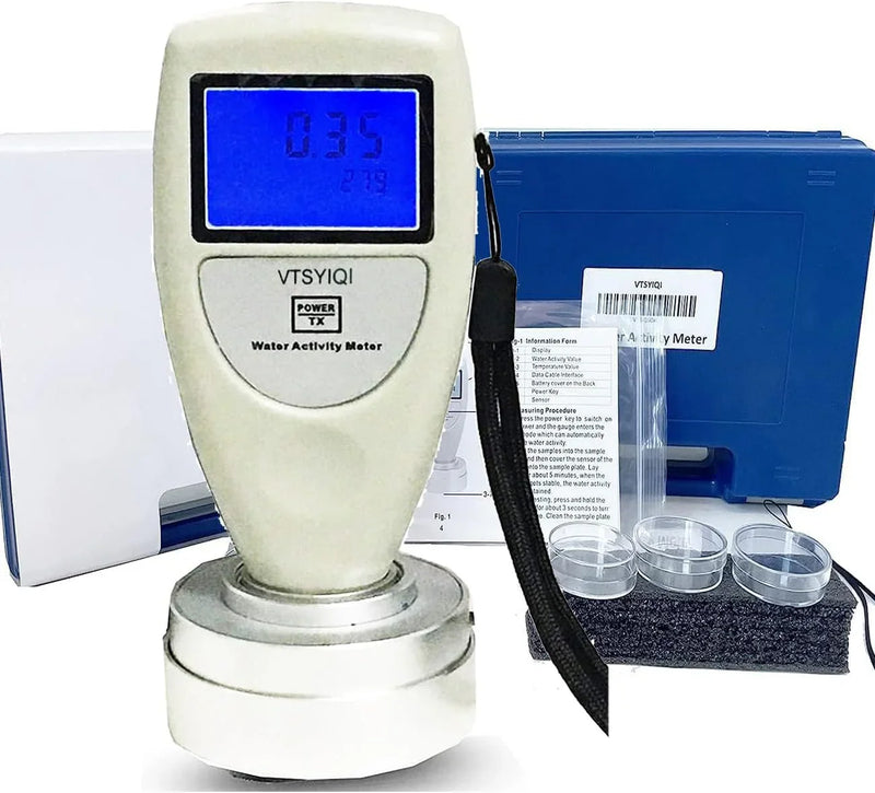 Water Activity Meter Food AW Tester Monitor Water Analyzer for Grain Fruits Vegetables Breads Biscuits Cakes Puffed Food 6 bit Backlight Digital Display W1
