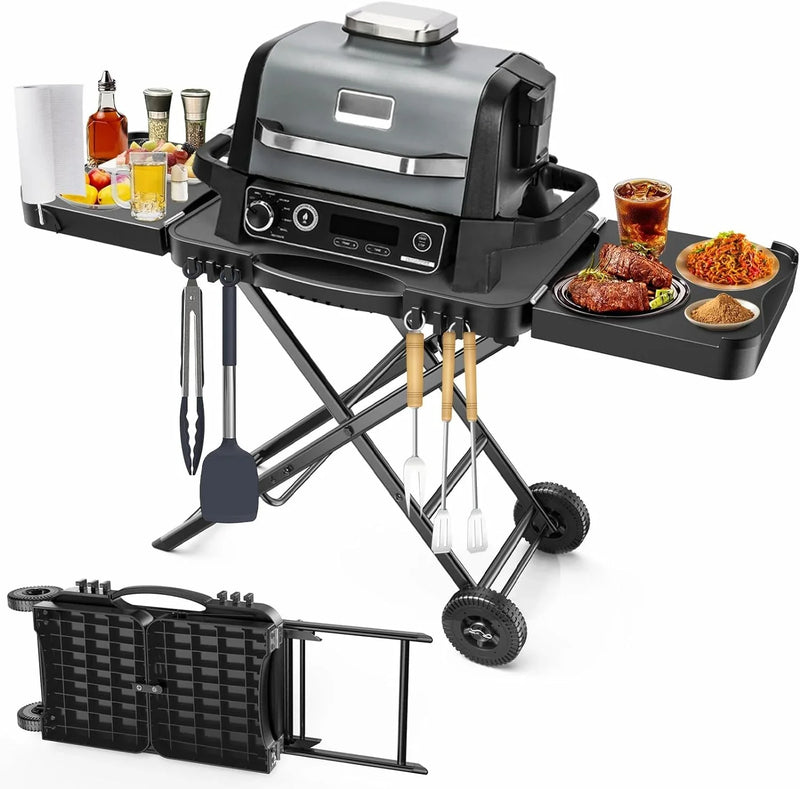 Outdoor Grill Table Cart 57"x24"x35", Outdoor Kitchen Island with Storage & Large Tabletop for Blackstone Griddle, Ooni Pizza Oven, Ninja Woodfire Grill, BBQ Station, Dining Cart, Rolling BBQ Table S1