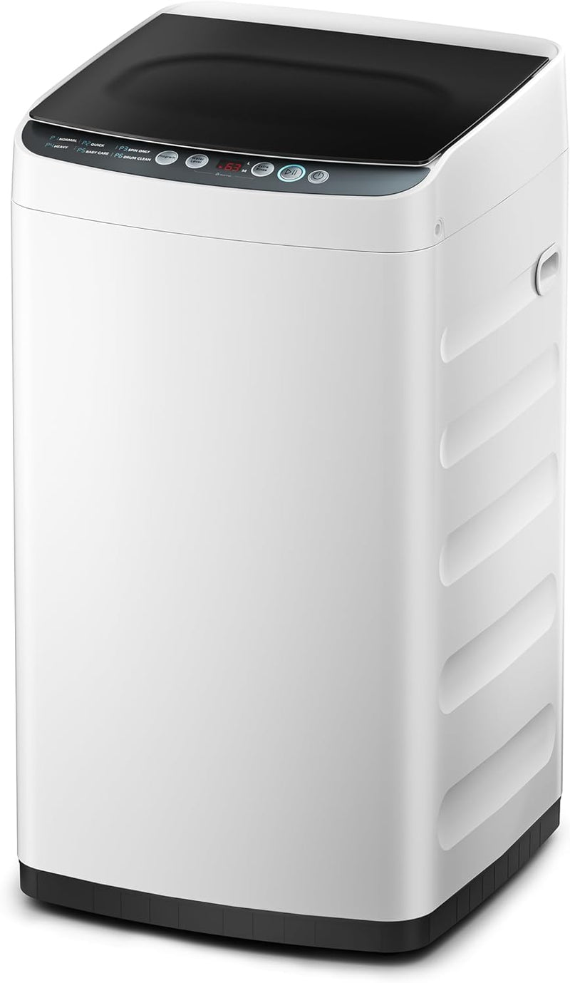 Portable Washer with 6 Cycles, Drum Clean, Quick, Stainless Steel Tub, Transparent Lid, LED Display Washing Machine, White G6