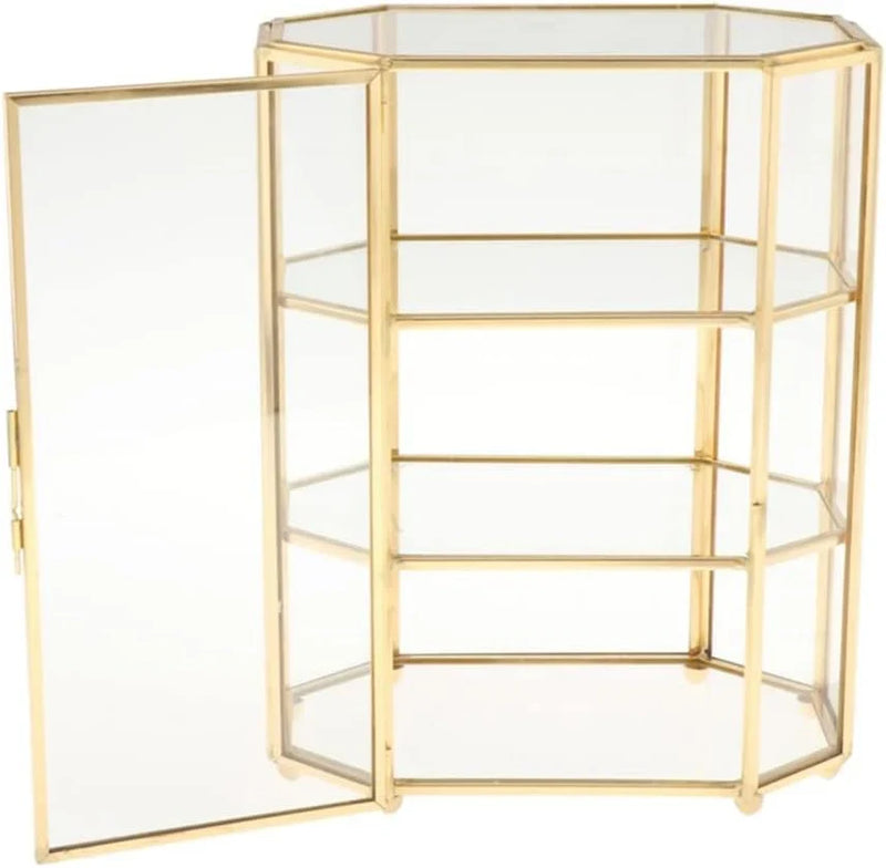 3-Tier Jewelry Box Glass Makeup Organizer Jewelry Box Multifunction Display Case for Dressing Table Decoration Storage U6