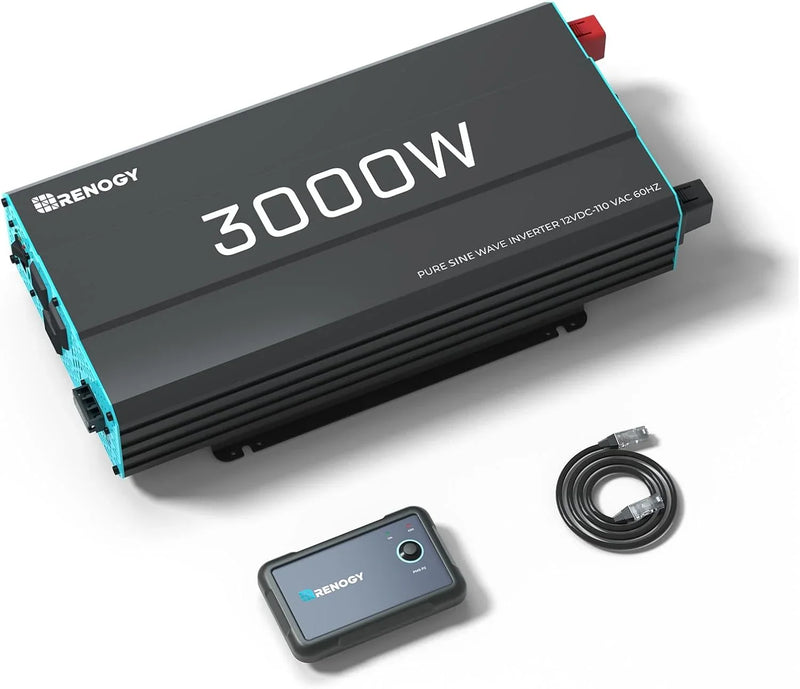 3000W Pure Sine Wave Inverter 12V DC to 120V AC Converter for Home, RV, Truck, Off-Grid Solar Power Inverter 12V to 110V with Built-in 5V/2.1A USB / Hardwire Port, Remote Controller H6