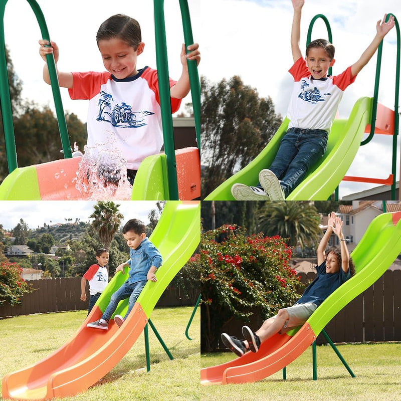 Outdoor Playground Slide, Big Backyard Freestanding Plastic Slide, 10 ft Outdoor Swing Set Slide for Kids Ages 4-8 R4