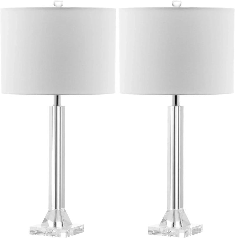 27" Modern Crystal Table Lamp 2-Pack with Linen Shade for Bedroom Living Room Home Office Desk Nightstand with LED Bulb Suitable for Living Room, Dormitory, Office, D5