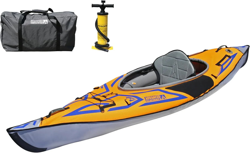 Advanced frame sport inflatable kayak - Lightweight day hiking kayak, equipped with a backpack and an inflation pump - 10 feet 5 inches - 26 pounds - Orange S8