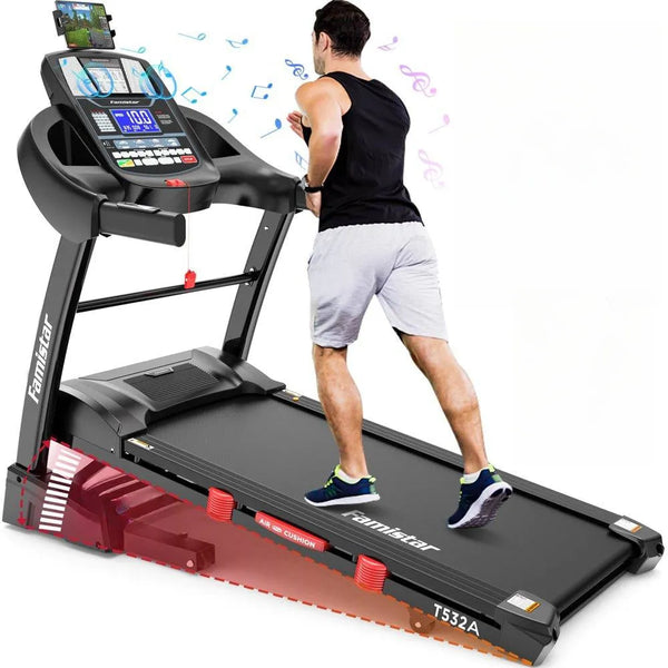 Famistar Folding Treadmill for Home with 15 Levels Auto Incline, 300LB Capcity, 10MPH Fast Speed Controls X5