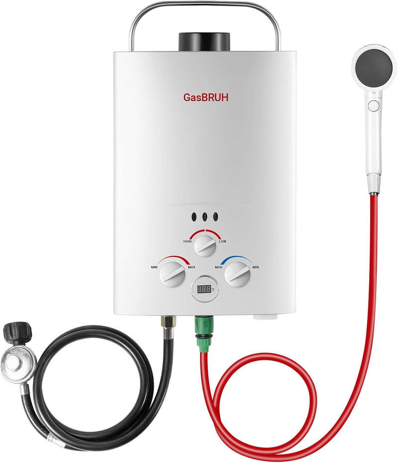 Tankless Water Heater Outdoor, 1.58 GPM, 6L Portable Propane Camping Water Heater with Overheating Protection for Indoor,RV,Camping K0