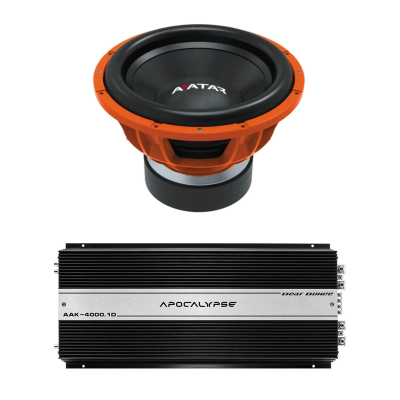 Deaf Bonce Car Audio 15" 2Ohm Avatar Subwoofer STU-1546-D2&Monoblock Amp Package New C6