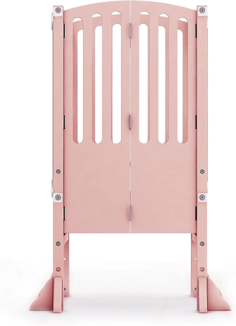 Infant Tower Stool - Modern Style - White: A foldable and height-adjustable Montessori wooden learning furniture with a fixed device X6