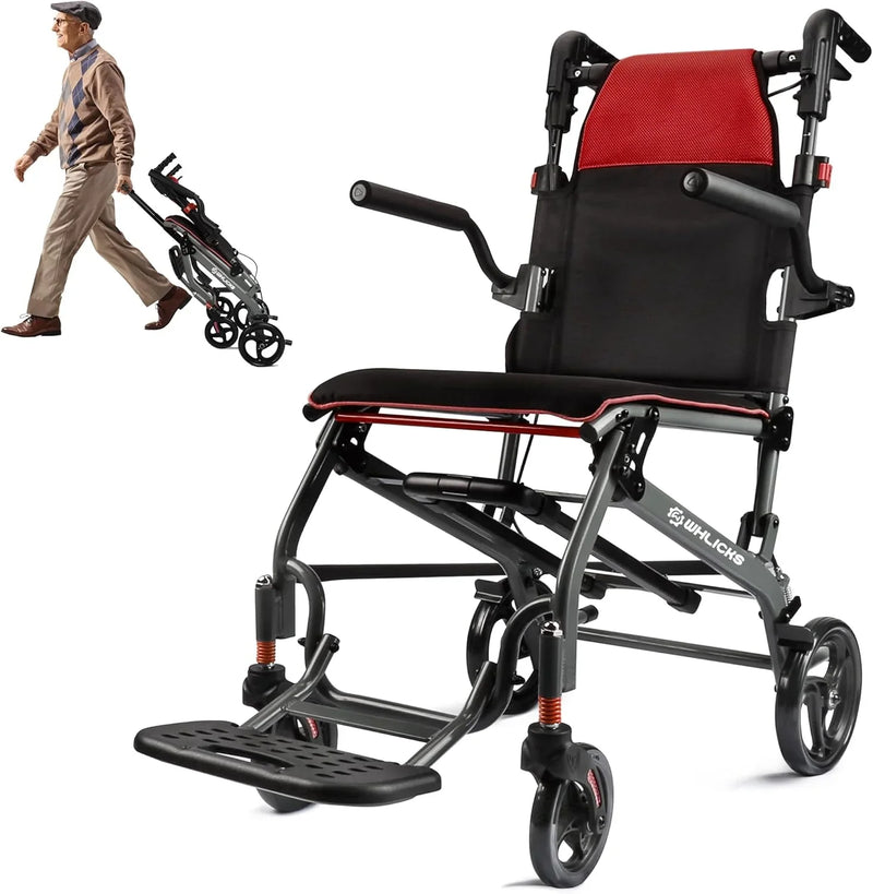 Wheelchairs for Adults Transport Chair Lightweight Foldable with Telescopic Handle, 19.4lbs Portable Folding Travel Wheel Chairs for Seniors V5