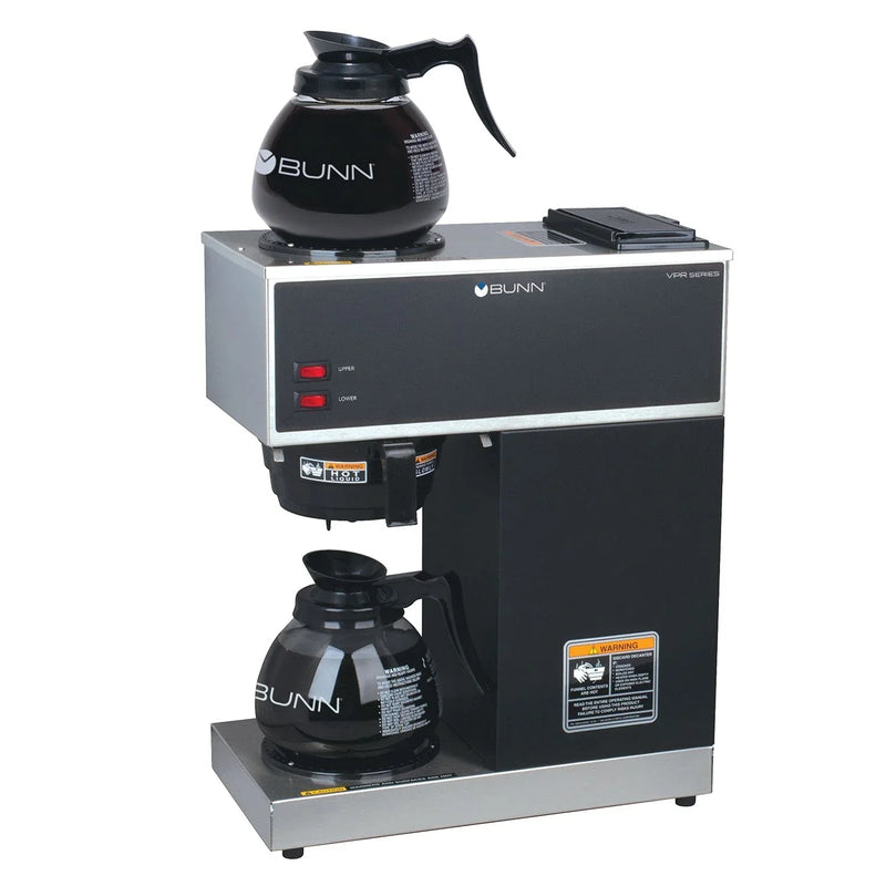 BUNN VPR-2GD 12-Cup Pourover Coffee Maker, Black, with Upper & Lower Warmers, 2 Glass Decanters, Commercial Use X1