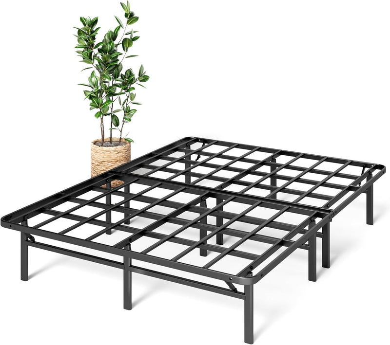 Queen Bed Frame - 14 in SmartBase Elite Metal Bed Frame with Steel Slat Support, Box Spring Replacement, Tool-Free Assembly - Super Heavy Duty Platform Bed Frame with Underbed Storage Space, Queen Size J9