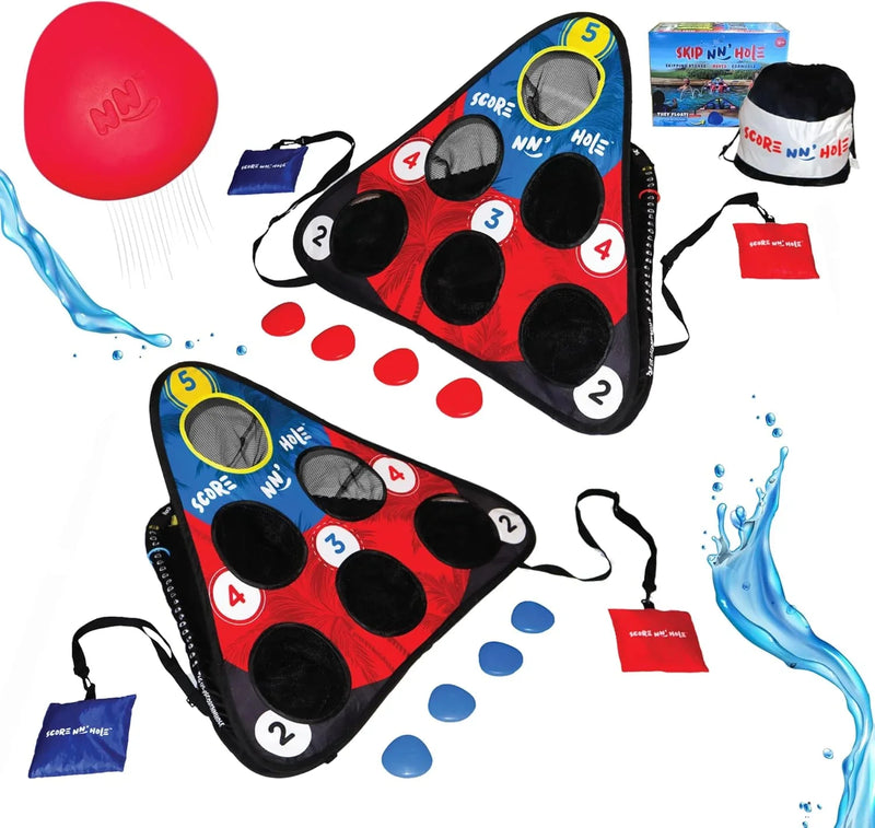 Fun Pool Game for Adults and Family | Stonne Skipping Meets Swimming Pool Cornhole Game Floating | Fun For All Ages, Easy Setup, Well Made | Portable Water and Lake Toy | Z4