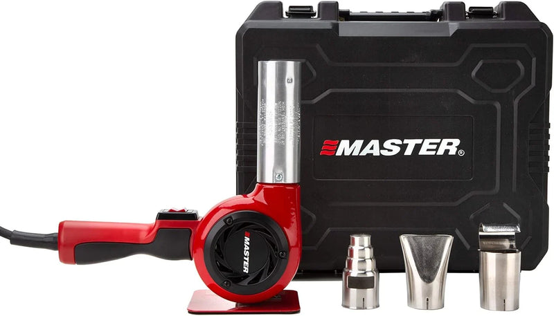 Industrial hot air gun kit, quick replacement of plug-in heating elements, adjustable temperature, voltage 120 volts, power 1740 watts, current 14.5 amps, assembled in the United States. L6