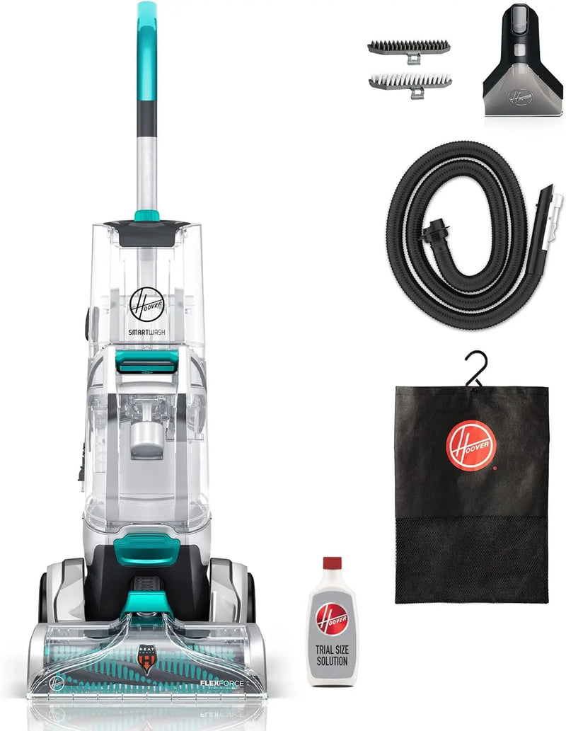 Hoover SmartWash Automatic Carpet Cleaner Machine, for Carpet and Upholstery, Deep Cleaning Carpet Shampooer, Carpet Deodorizer and Pet Stain Remover FH52000, Turquoise C6