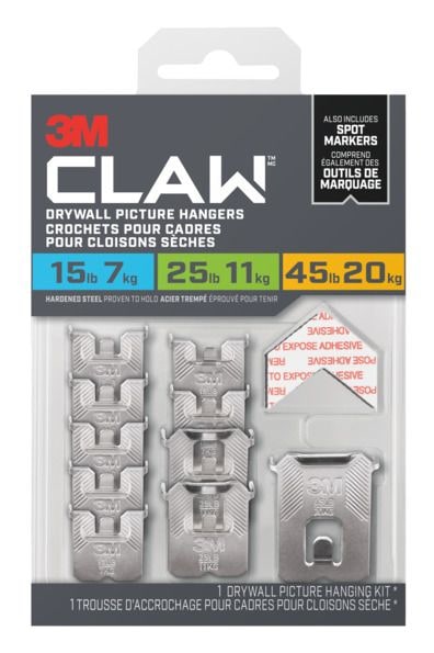 3M Claw DrywAll Picture Hangers Assorted Kit, 45-lb Capacity Y0