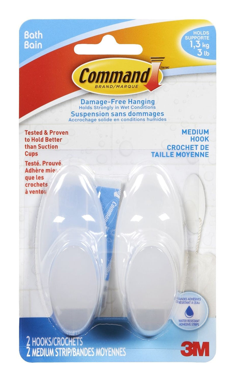 3M Command Medium Bathroom Hook, 2-pk B8
