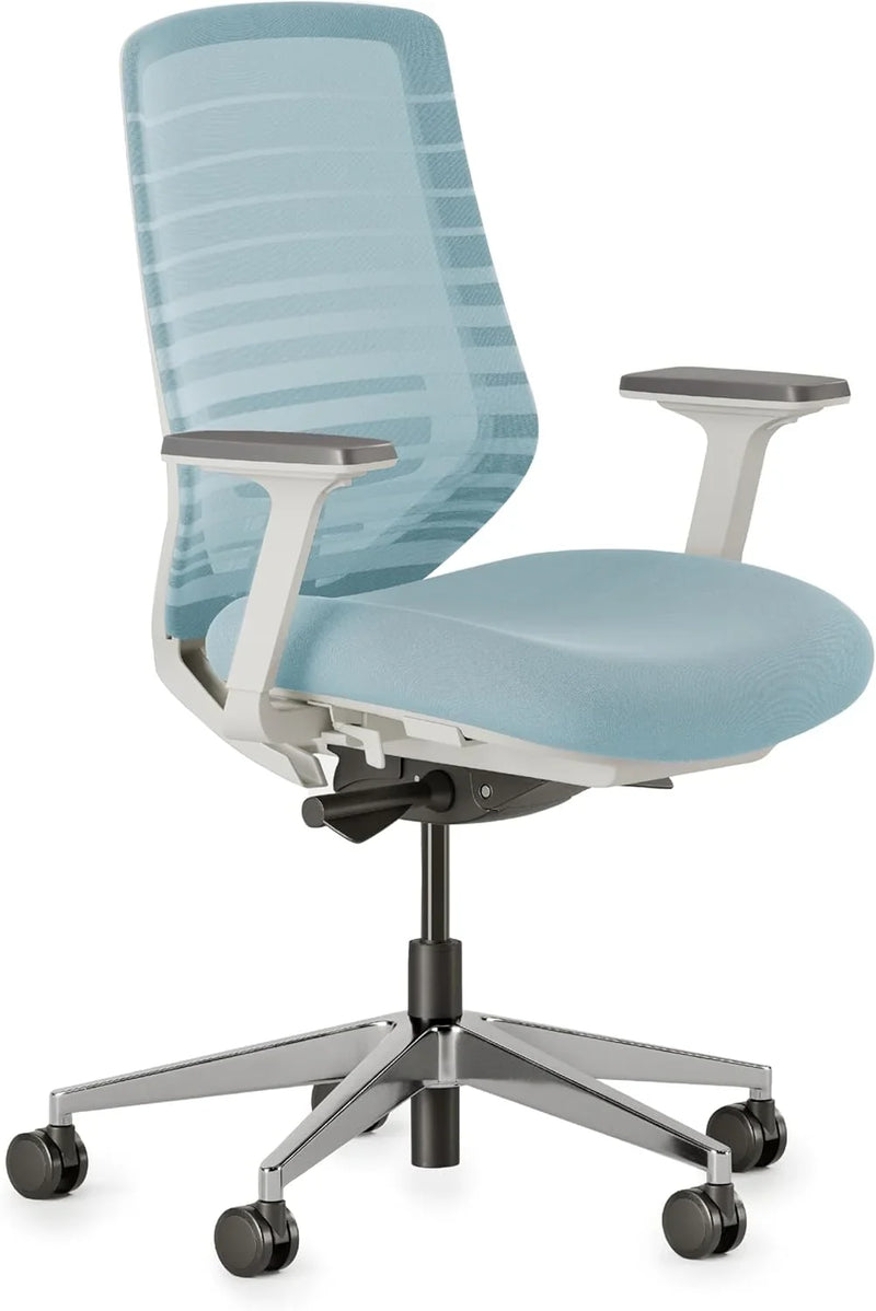 Ergonomic office chair - A versatile office chair with adjustable lumbar support, breathable mesh backrest, and stable wheels - Experience the best comfort and support - Sapphire color E7