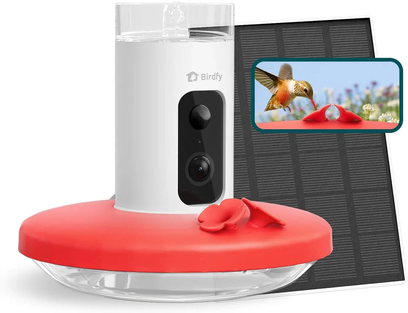 Hummingbird Feeder (Outdoor Hanging Type, with Camera, Ant-proof Groove), supports real-time viewing via 1080P high-definition application, equipped with artificial intelligence hummingbird recognition function, automatic recording and alarm function W1