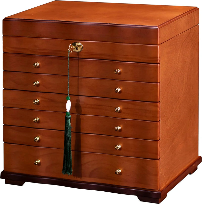 Wooden Jewelry Box,jewelry boxes for women large jewlrey box&organizers with necklace hanger,jewerly organizer,jewelry holder organizer,9-layer large capacity jewelry storage box I2