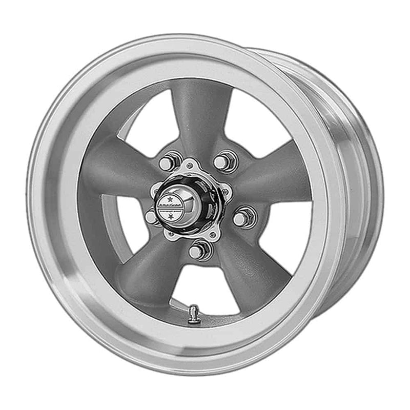 American Racing Vintage VN105 TORQ THRUST D VN105D 15X8.5 5X4.5 GRAY MACH-LP -25MM I7