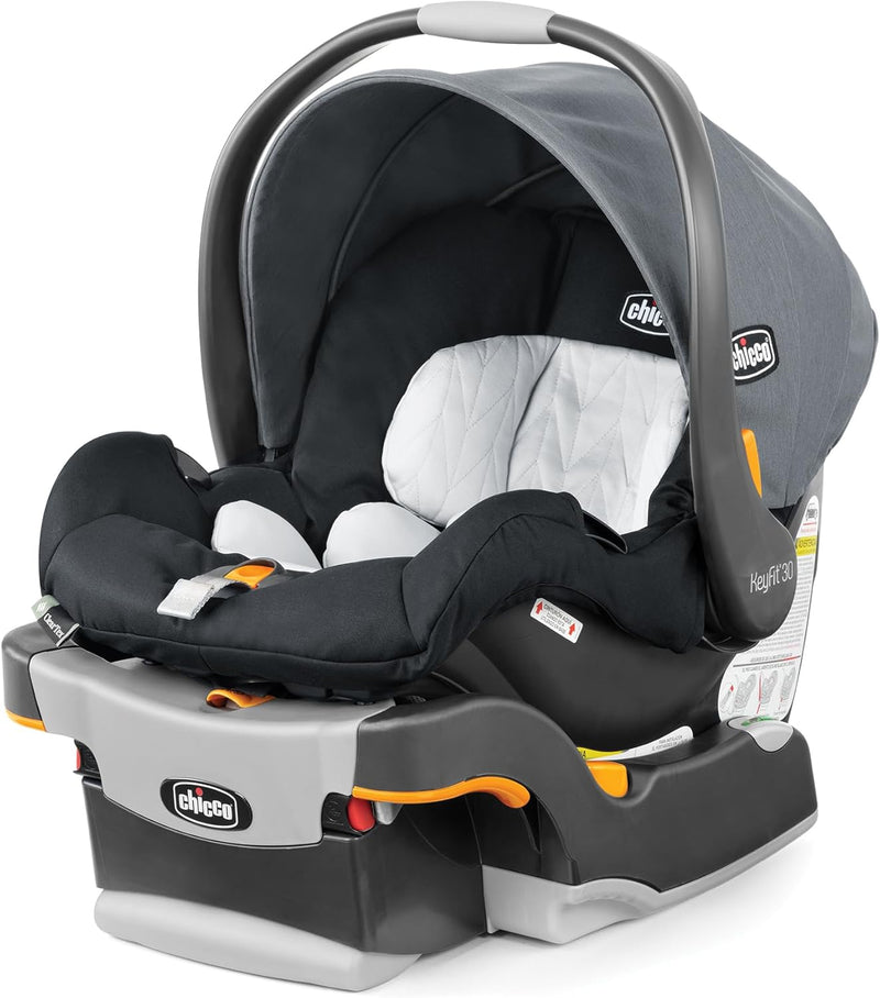 Infant Car Seat and Base, Rear-Facing Seat for 4-30 lbs., Includes Head and Body Support, Compatible with Chicco Strollers, Baby Travel Gear - Pewter/Grey W7