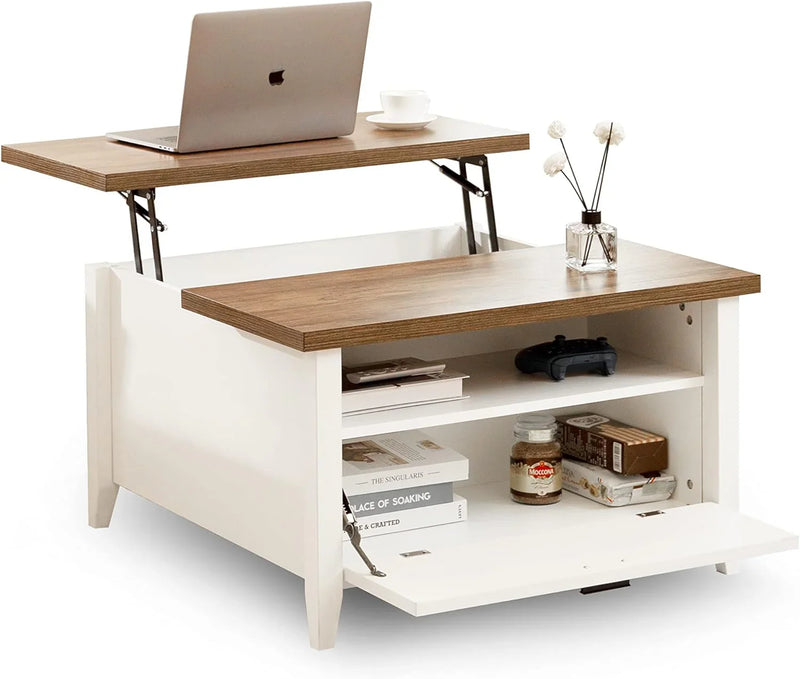 Retro-style high-back coffee table in white O6