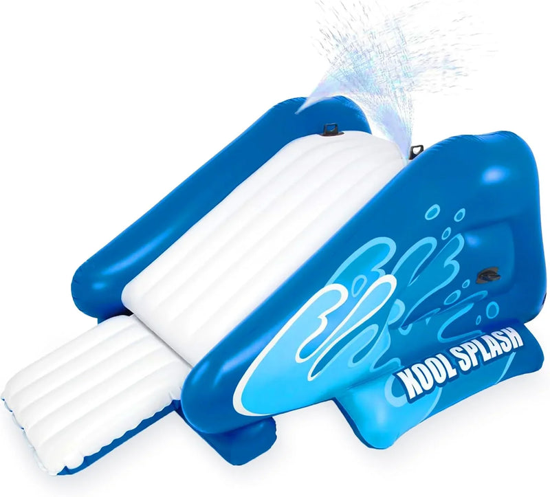 Kool Splash Inflatable Water Slide Swimming Pool Play Center with Built in Sprayers for Kids and Adults, Ages 6 and Up, Blue E3