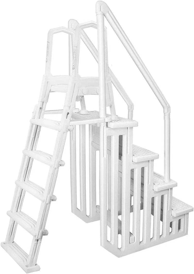 Deluxe Above-Ground Pool Ladder A-Frame Swimming Non-Sliip Step Ladder, White Z0
