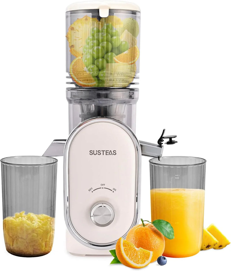 Cold press juicer, 5.3-inch feed opening, slow-speed mixing type machine, power 300 watts, capable of extracting whole fruits and vegetables, easy to clean, high juice output, white appearance Z3