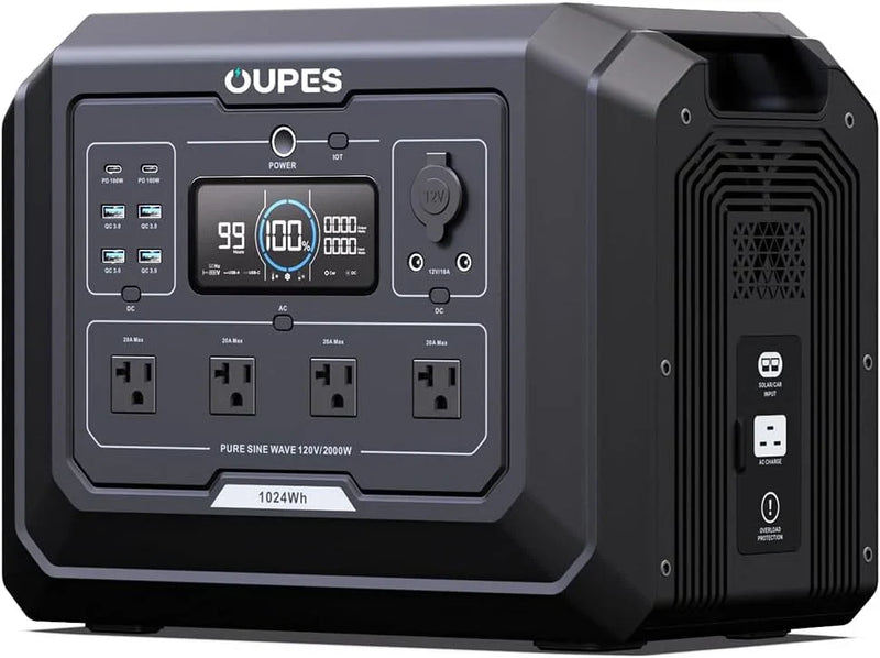 1 Portable Power Station 2000W (4500W Peak), 1024Wh LiFePO4 Battery Generator with 1400W AC Charging & 800W Solar Charging, Expandable to 5120Wh, for Home, Power Outages, Camping & RVs G5