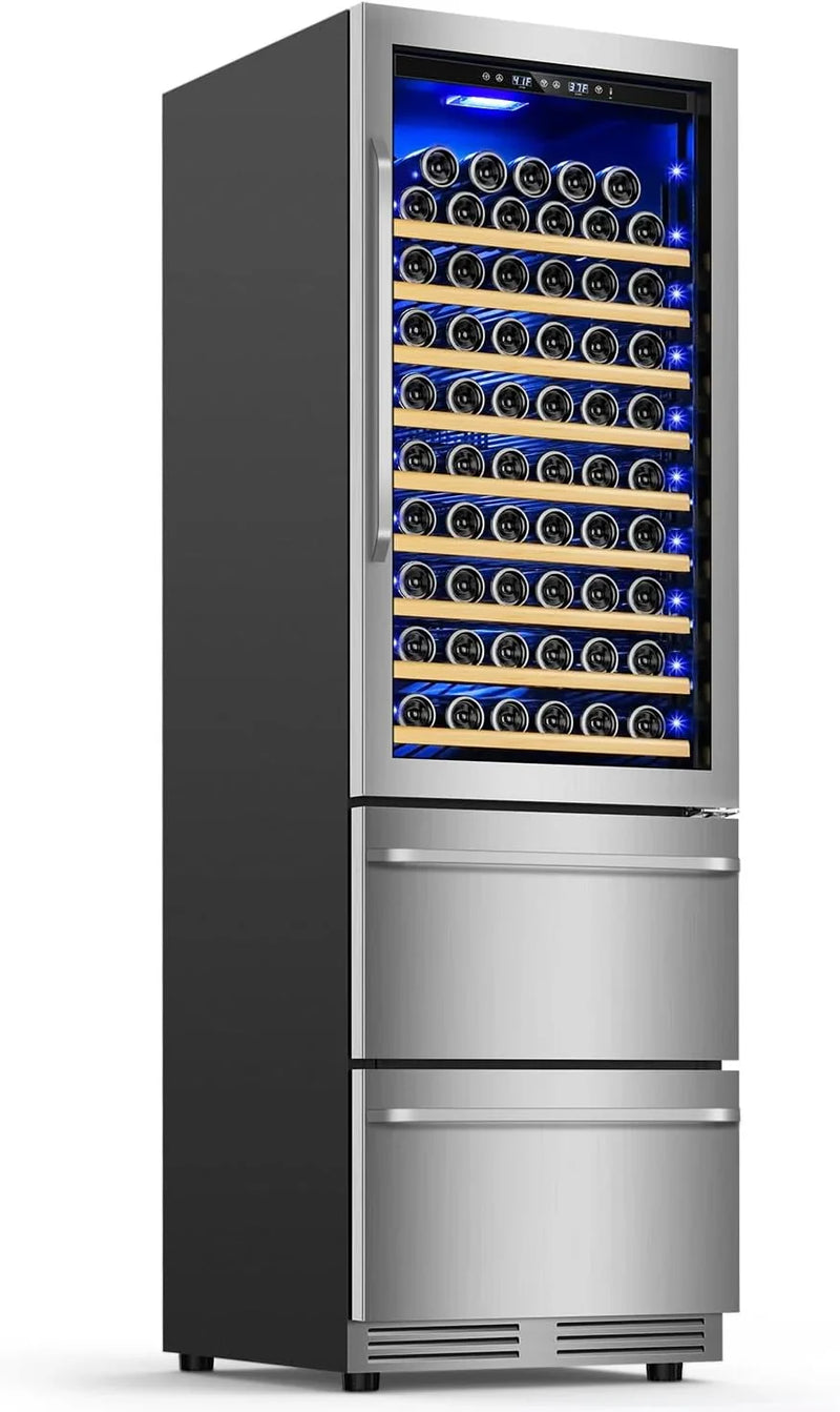 24 Inch Dual Drawer Fridge Under Counter with Wheels, Outdoor Beverage Refrigerator for Patio, Stainless Steel Weather-Proof, Freestanding or Built-In Installation, Ideal for Home and Commercial Use M3