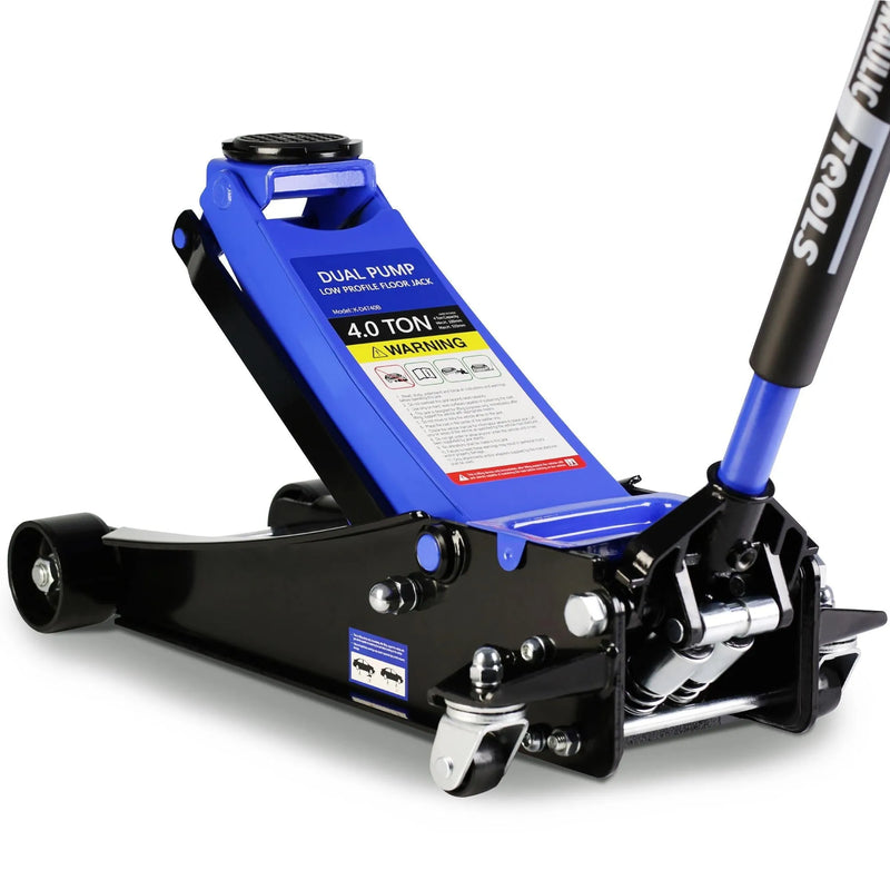 4-Ton Floor Jack, Low Profile Car Jack, Heavy-Duty Trolley Jack Car Lift with Dual Pump Pistons, Lifting Range 4"-21", 8000LBS X2
