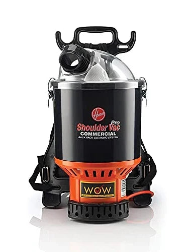 Hoover Commercial Shoulder Vac Pro Backpack Bagged Vacuum Cleaner, with HEPA Media Filter, Lightweight with Extra Long Cord, Chiropractic Design, for Carpet and Hard Floors, C2401, Black U8