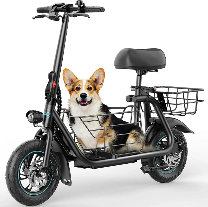 Electric Scooter with Large Basket, 550W Motor Y9