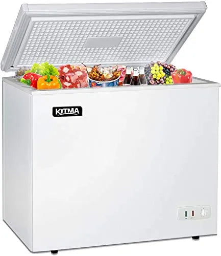 Commercial Top Chest Freezer 7 Cu. Ft - Deep Ice Cream Freezer with Wire Storage Basket, Solid Door, for Groceries, Kitchen, Restaurant White F3