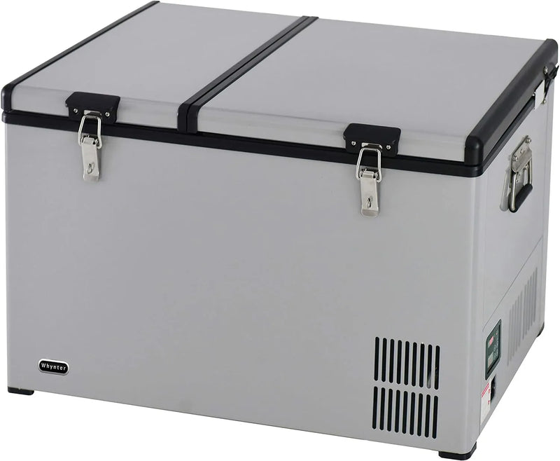 FM-65G 65 Quart Portable Refrigerator and Deep, AC 110V/ DC 12V, Real Chest Freezer for Car, Home, Camping, and RV with-8掳F to 50掳F Temperature Range, Gray, One Size U6
