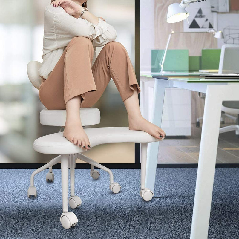 Meditation Chair, Home Office Desk Chair, Cross Legged Chair with Lumbar Support and Adjustable Stool D2