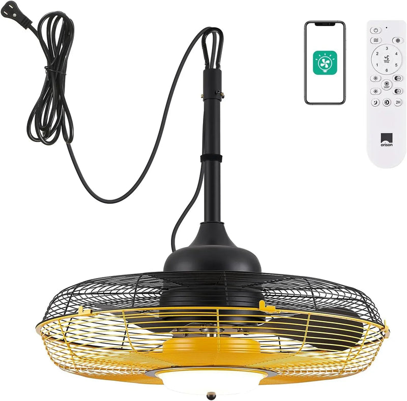Outdoor Ceiling Fan with Light, Plug in Ceiling Fan with Remote, Gazebo Fans Outdoor Hanging for Patios Waterproof, Wet Rated Hanging Fan with App Control B5